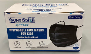 Kids, Black Non-medical Face Masks 50/box